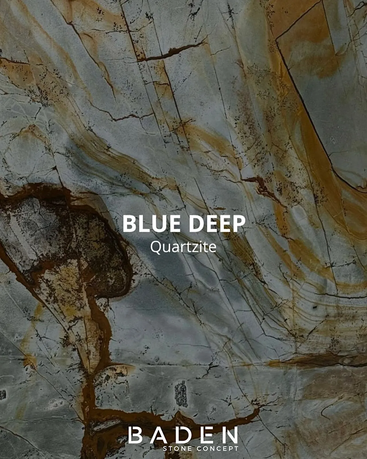Chapa de Quartzito Blue Deep com veios azuis e ferrugem